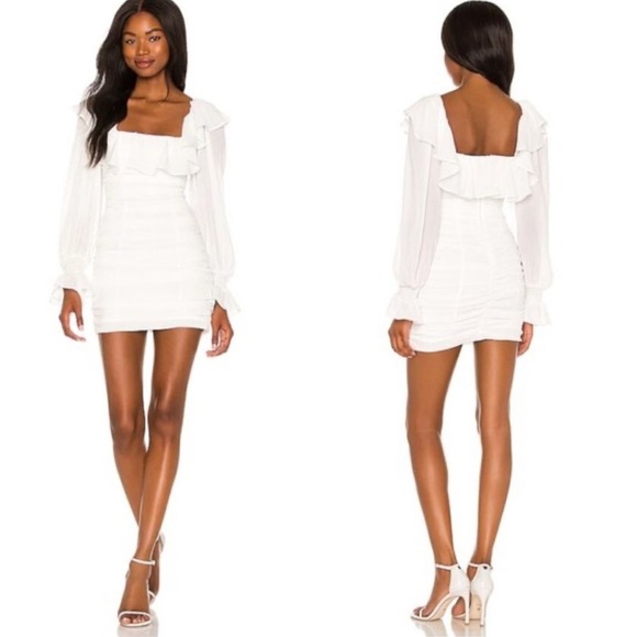 Camila Coelho Dresses & Skirts - REVOLVE Camila Coelho Valerie Mini Dress XS White Ruffle Bodycon